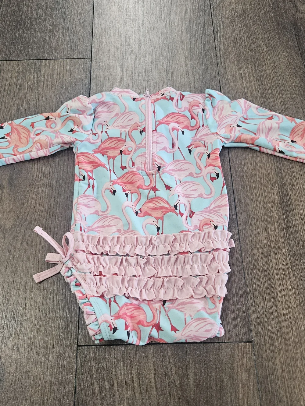 Ruffle Butts Flamingo Print Baby Swimsuit Size 3-6 Months